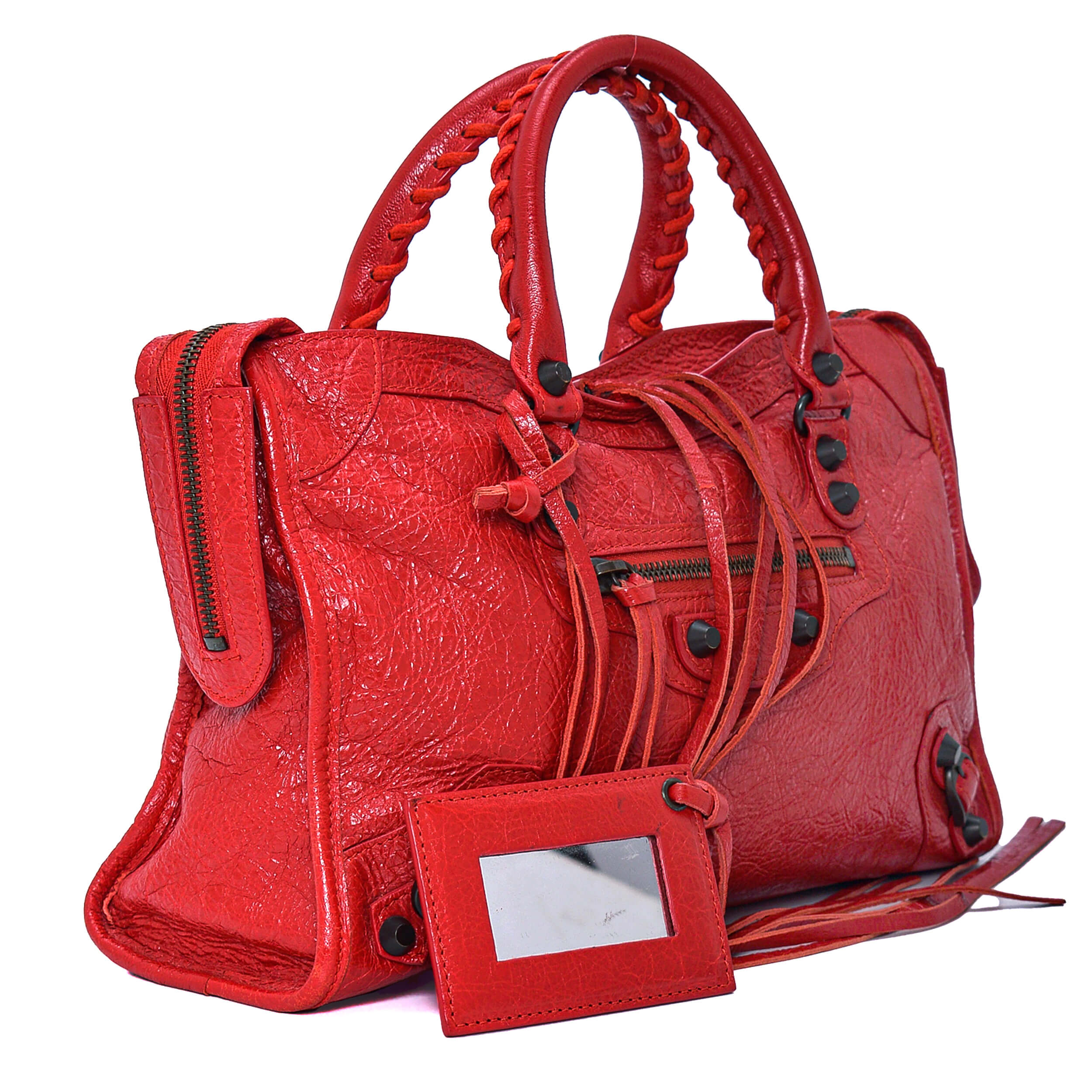 Balenciaga - Red Calfskin Leather Motorcyle Le City Small Bag